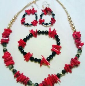 Coral necklace 3pc set